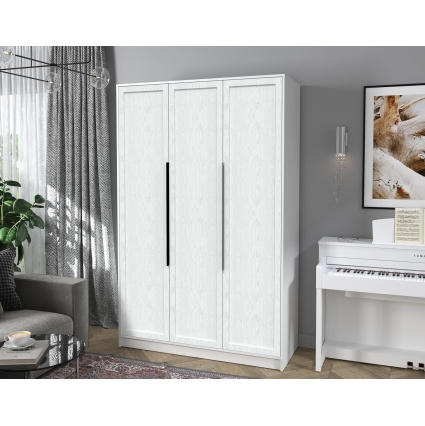 Шкаф распашной Тренд КТ-Ш3 (Белый платинум ЛДСП/ Дуб полярный ЛМДФ) Ш1360 В2128 Г547